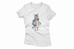 Cute Zebra with Backpack and Books Watercolor PNG Product Image 4