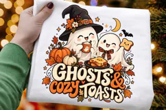 Ghosts and Cozy Toasts Halloween Sublimation Design, Cute Product Image 2