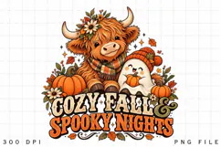 Cozy Fall and Spooky Nights Highland Cow Ghost Halloween Product Image 3