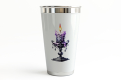 Gothic Candle Holder Purple Wax Halloween PNG Product Image 3