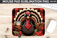 Watercolor Turkey Mouse Pad Sublimation - Thanksgiving PNG Product Image 1