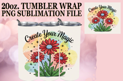 Sublimation Delight 20oz tumbler wrap, Flowers Quote Product Image 1