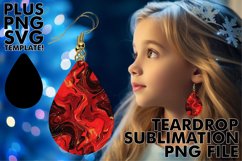 Sublimation Red Glitter Teardrop Art Product Image 1