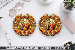 Foxes Wolves Car Coaster Sublimation| Foxes Coaster PNG Product Image 1
