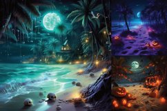 Tropical Halloween beach night printable digital papers Product Image 2