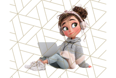 Kawaii Cozy Girl Clipart PNG, Pastel Fall Cozy Aesthetic Product Image 5