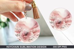 Flower Keychain Sublimation - Spring Keychain PNG Design Product Image 1