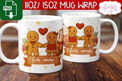 Custom Christmas mug wrap PNG, Gingerbread man mug template Product Image 3