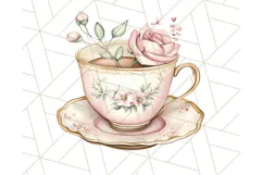 Pastel Tea Clip Art PNG with Sweets and Floral Accents Png Product Image 5