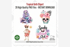 Tropical Goth Clipart Bundle | 20 PNG Files, Spooky Beach Product Image 2