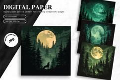 Wolf Wall Art Digital Paper Backgrounds Printable Scrapbook Product Image 1