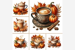 Autumn Pumpkin Spice Coffee Clipart | 13 JPG Files, Fall Product Image 4