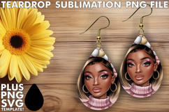 Unique TEARDROP Earrings Art Ideas, Afro Girl Product Image 1
