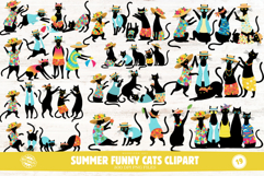 Summer Funny Cats Clipart Product Image 1