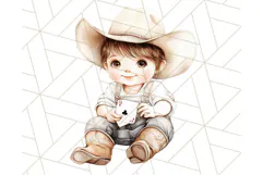 Cowboy Clipart PNG, Kid Western Country Graphic Product Image 4