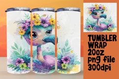 Flamingo Tumbler Wrap with Watercolor Floral Product Image 1