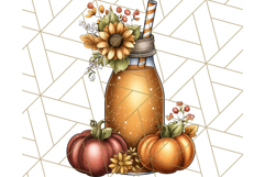 Fall Drink Clipart PNG, Cozy Autumn Cocoa and Latte Art Product Image 5