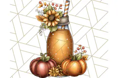 Fall Drink Clipart PNG, Cozy Autumn Cocoa and Latte Art Product Image 5