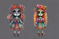 Watercolor Halloween Zombie Doll. PNG sublimation Product Image 4