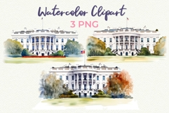 United States White House PNG 4th of July Watercolor Clipart Product Image 1