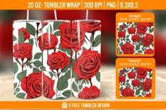 Valentine Rose Tumbler Wrap Designs, Sublimation Wrap Product Image 1