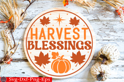 Harvest Blessings Fall Round Sign SVG Product Image 1