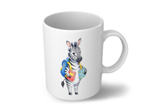 Cute Zebra with Backpack and Books Watercolor PNG Product Image 5