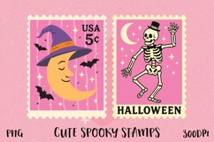 Cute Spooky Halloween Postage Stamp PNG | Sublimation Product Image 1