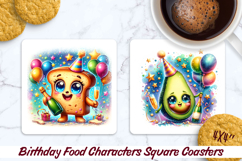 Birthday Food Square Coaster PNG 4x4, Sublimation BUNDLE. Product Image 13