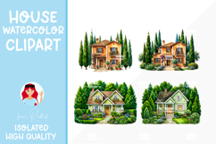 4 Cozy Watercolor House Clipart Product Image 1