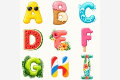 Summer Alphabet Clipart Bundle | 26 PNG Letters | Tropical Product Image 3