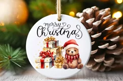 Christmas Bear Ornament, PNG for Sublimation, Animal Design Product Image 1