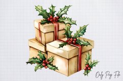 Watercolour Rustic Christmas Clipart PNG Product Image 1