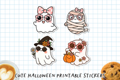 Cute Halloween Ghost Stickers | Printable Kawaii Spooky PNG Product Image 9