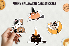 Funny Halloween Cat Sticker PNG Printable Stickers. Product Image 1