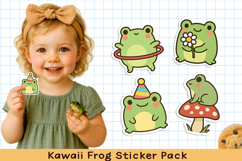 Cute kawaii frog printable stickers. PNG. Product Image 1