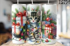 Christmas Cat Tumbler Wrap - Christmas Tumbler PNG Design Product Image 1
