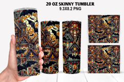 Bats Skinny Tumbler 20oz Wrap Design, Halloween Tumbler PNG Product Image 1
