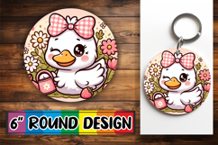 Cozy Circle Keychain Design PNG, Cute Goose Product Image 1