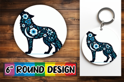 Bright Round Keychain Sublimation, Flower Animals Product Image 1