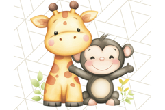 Cute Animal Friends Clipart PNG, Whimsical Spring Animal Duo Product Image 5