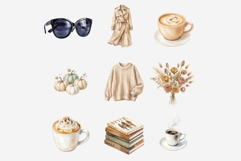 Coffee Girl Autumn PNG Clipart Bundle, Fall Coffee Aesthetic Product Image 2