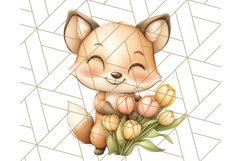 Cute Animals with Tulips PNG, Spring Flower Clipart Download Product Image 5