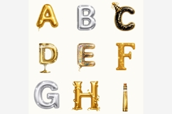 New Year Alphabet PNG Bundle | Gold Silver Balloon Letters Product Image 3