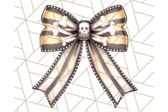 Muted Halloween Bow Clipart, Fall Ribbon PNG Autumn Hair Bow Product Image 5