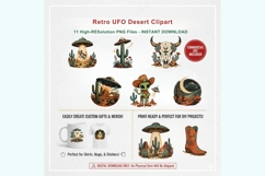 Retro UFO Desert Clipart PNG, 11 Western Alien Designs Product Image 2