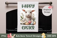 Happy Easter Towel PNG, Floral Easter Towel Template Product Image 1