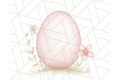 Pastel Pink Easter Bunny Egg and Flowers Clipart PNG Product Image 4