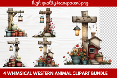 4 Whimsical Western Animal Clipart | Cute Cowboy Animals PNG Product Image 1