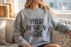 Ash Gildan 18000 Sweatshirt Mockup,G18000 Crewneck Sweatshir Product Image 1